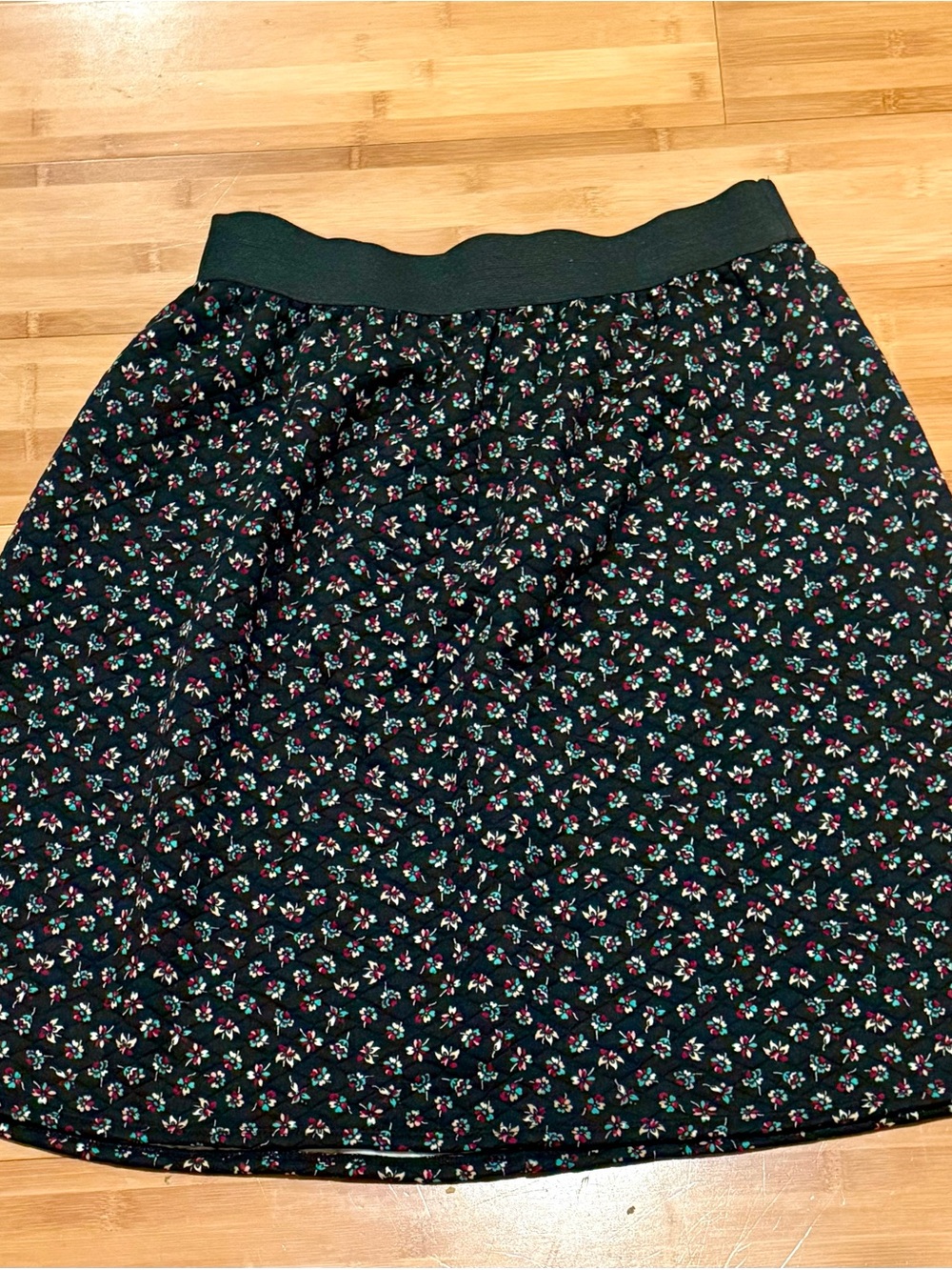 Vintage D&Co Women's Black multicolor Floral A-Line Skirt